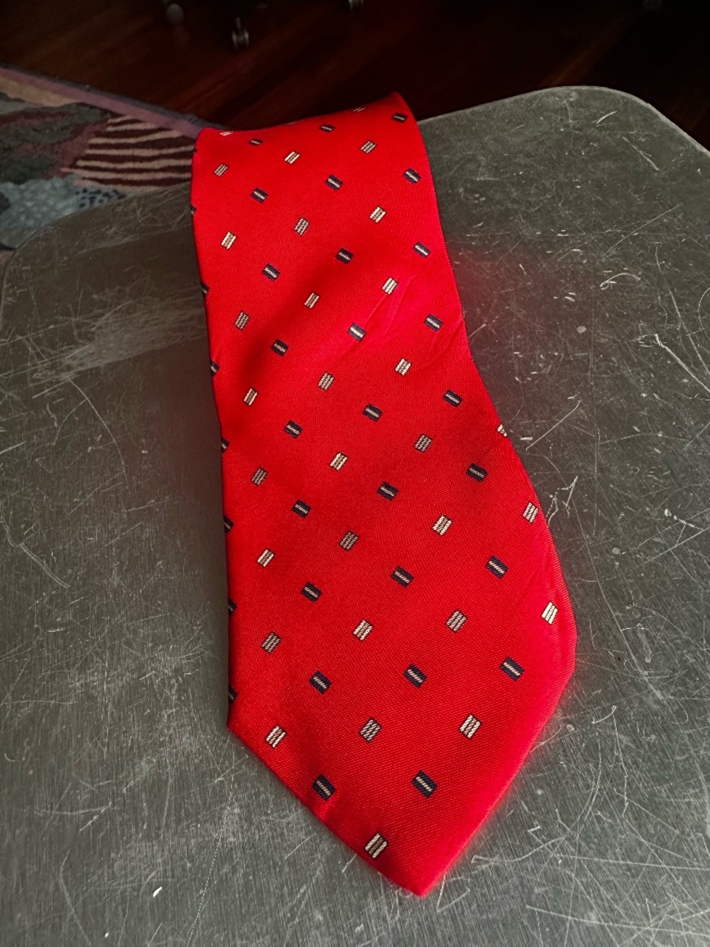 Men's Silk Neck Tie Vittorio Rex ~ Red FOULARD ~ Made in Italy